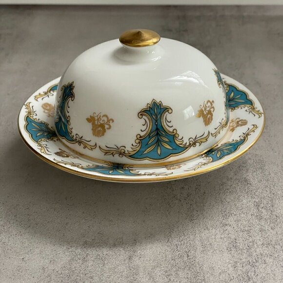 Vintage Crown Staffordshire Marlborough Covered Butter Cheese Serving Dish RARE - Picture 7 of 8